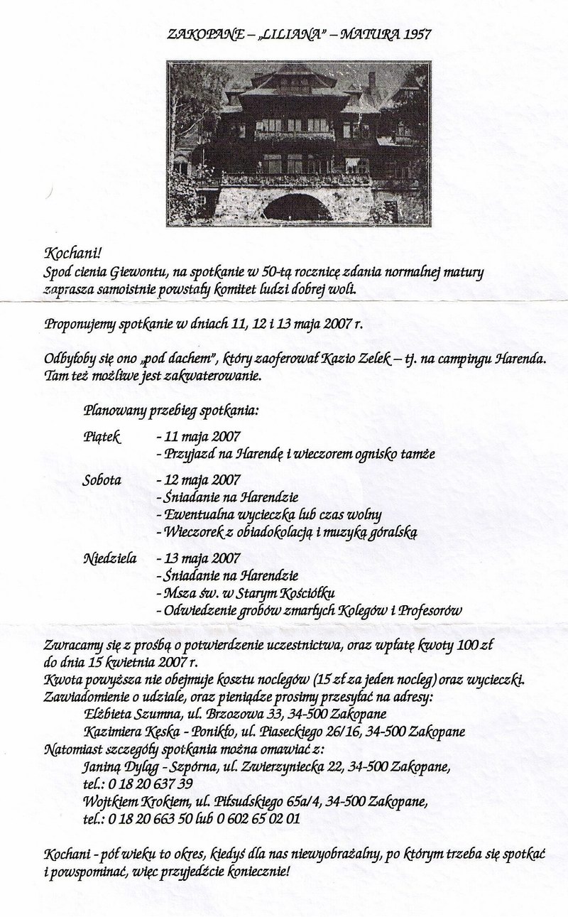 zaproszenie na 50 -1957