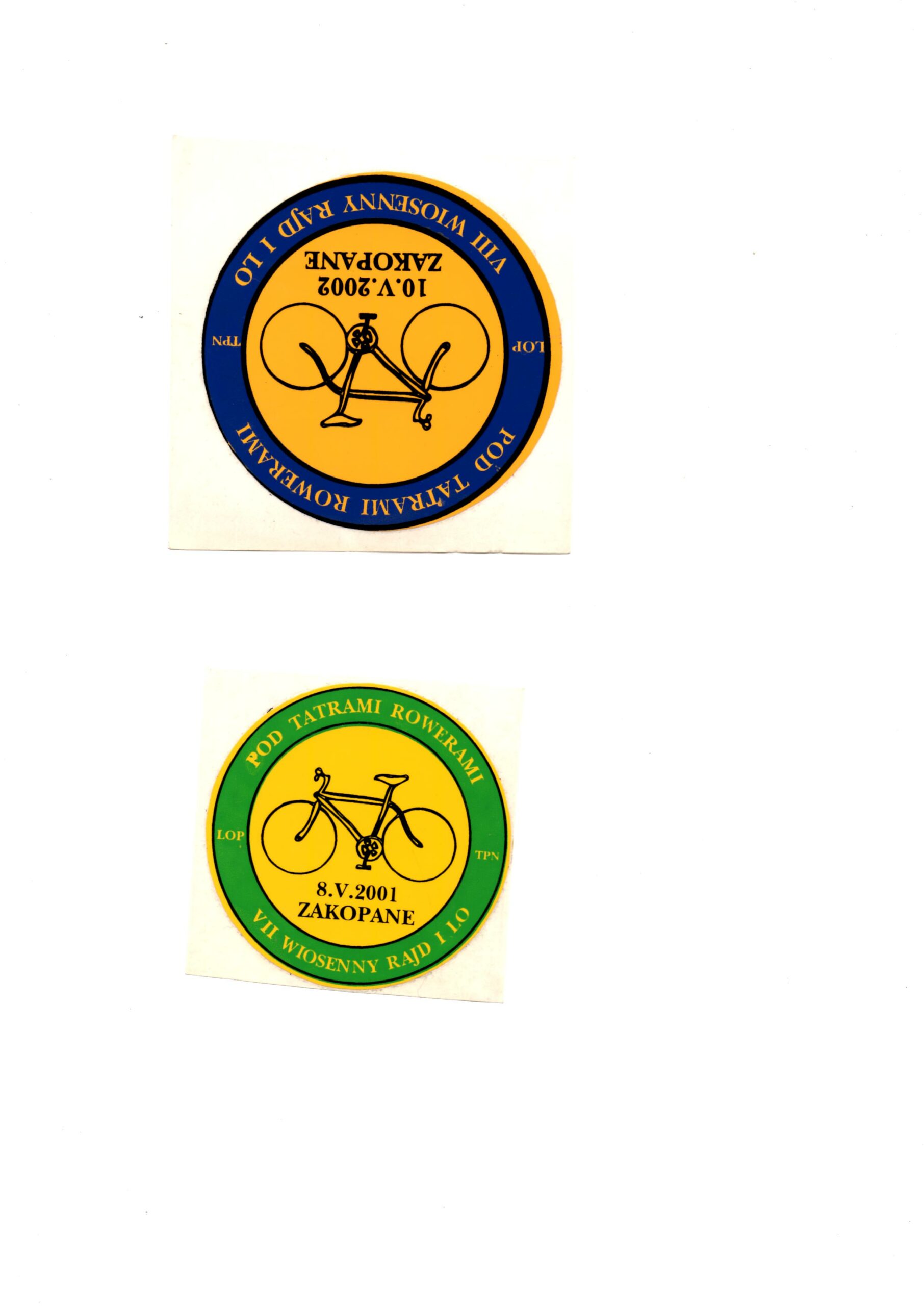Nalepki upamiętniające rajdy rowerowe