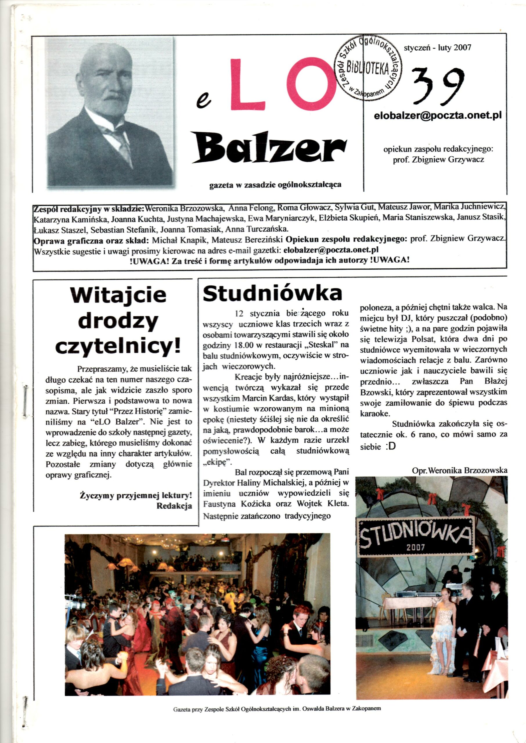 Strona tytułowa gazetki eLOBALZER